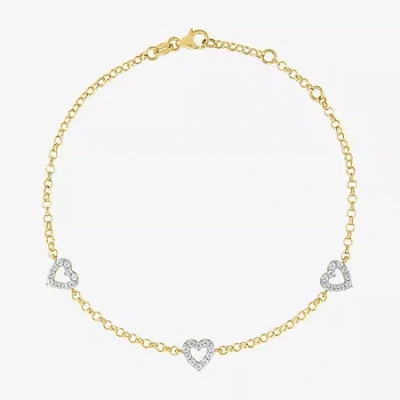 Fine Jewelry Diamond Addiction (g-h / I1-i2) Womens 1/3 Ct. T.w. Lab Grown White Diamond 10k Gold Heart Charm Bra In Transparent