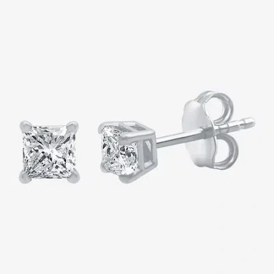 Fine Jewelry Everstar 1/2 Ct. T.w. Lab-grown (g / Si1-si2) Diamond Princess-cut Stud Earrings In 10k Or 14k Gold In White