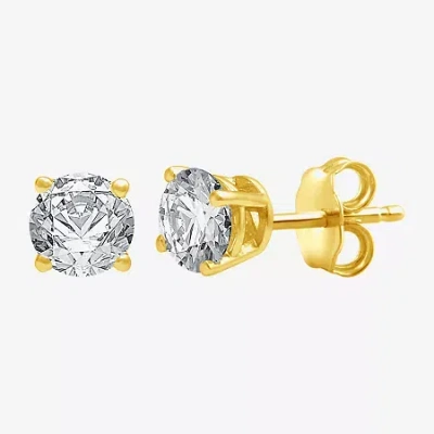 Fine Jewelry Classic Collection 3/4 Ct. T.w. Natural White Diamond 10k Gold 4.5mm Round Stud Earrings In Yellow