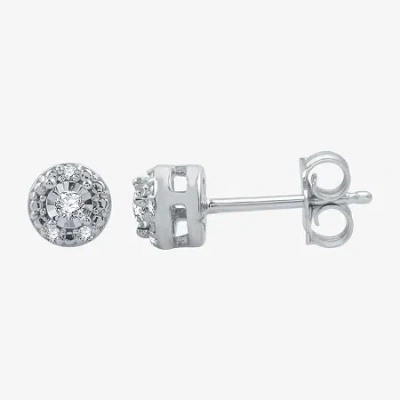 Fine Jewelry (g / Si2-si3) Diamond Accent Lab Grown White Diamond Sterling Silver 4.8mm Round Stud Earrings In Silver