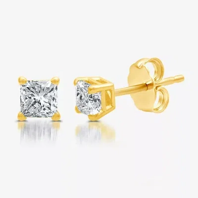 Fine Jewelry Everstar 1/2 Ct. T.w. Lab-grown (g / Si1-si2) Diamond Princess-cut Stud Earrings In 10k Or 14k Gold In Yellow