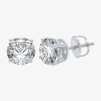 Fine Jewelry 2 Ct. T.w. Natural White Diamond 14k Gold 6.3mm Stud Earrings In White
