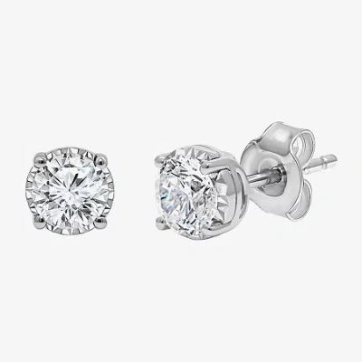 Fine Jewelry Si2,i 1 Ct. T.w. Lab Grown White Diamond Sterling Silver 5.1mm Round Stud Earrings In White