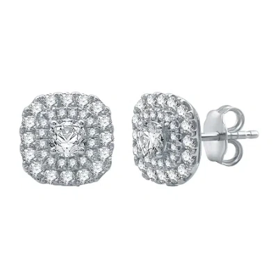 Fine Jewelry 1 Ct. T.w. Natural White Diamond 10k White Gold 9.6mm Cushion Stud Earrings In White