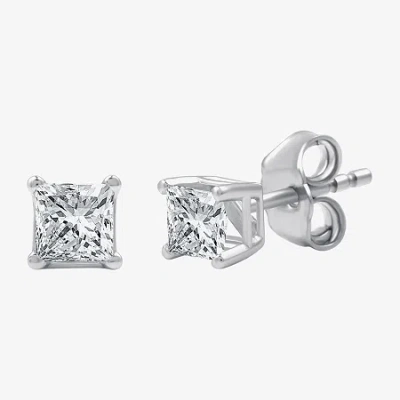 Fine Jewelry 5/8 Ct. T.w. Lab-grown (g / Si1-si2) Diamond Princess-cut Stud Earrings In 10k Or 14k Gold In White
