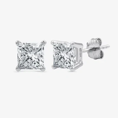 Fine Jewelry 1 1/4 Ct. T.w. Lab-grown (g / Si1-si2) Diamond Princess-cut Stud Earrings In 10k Or 14k Gold In White