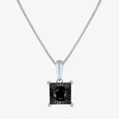 Fine Jewelry Womens 1/2 Ct. T.w. Natural Black Diamond Sterling Silver 18 Inch Pendant Necklace In Transparent