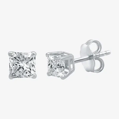 Fine Jewelry 3/4 Ct. T.w. Natural White Diamond 14k White Gold 4.7mm Stud Earrings In White