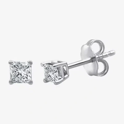Fine Jewelry 3/8 Ct. T.w. Lab-grown (g / Si1-si2) Diamond Princess-cut Stud Earrings In 10k Or 14k Gold In White