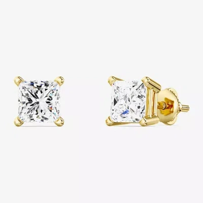 Fine Jewelry 1 3/8 Ct. T.w. Lab-grown (g / Si1-si2) Diamond Princess-cut Stud Earrings In 10k Or 14k Gold In Yellow