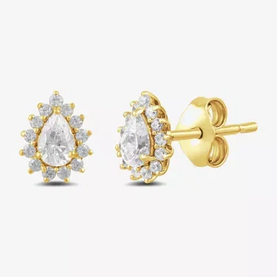 Fine Jewelry 1/2 Ct. T.w. Lab Grown White Diamond 10k Gold 7.8mm Pear Stud Earrings In Yellow