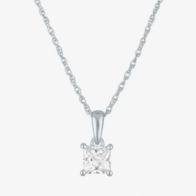 Fine Jewelry ( G-h/i1-i2 ) Womens 1/2 Ct. Lab Grown White Diamond 10k White Gold 18 Inch Pendant Necklace In Transparent