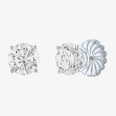Fine Jewelry ( E-f/si1-si2 ) 4 Ct. T.w. Lab-grown Diamond 14k Gold 8mm Round Stud Earrings In White