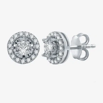 Fine Jewelry 5/8 Ct. T.w. Natural White Diamond 10k White Gold 8mm Round Stud Earrings In White