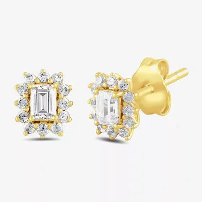 Fine Jewelry 1/2 Ct. T.w. Lab Grown White Diamond 10k Gold 7mm Stud Earrings In Yellow