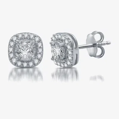 Fine Jewelry 5/8 Ct. T.w. Natural White Diamond 10k White Gold 8.2mm Cushion Stud Earrings In White