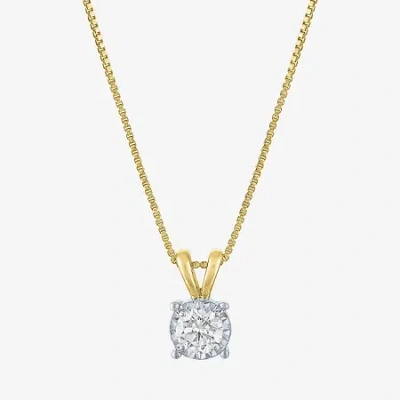 Fine Jewelry (g-h / I1-i2) Womens 1/3 Ct. Lab-grown Diamond Sterling Silver Round 18 Inch Pendant Necklace In Yellow
