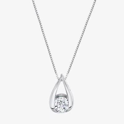 Sirena (i-j/vs1-vs2) Womens 1 Ct. T.w. Lab Grown White Diamond 14k White Gold Pear 18 Inch Pendant Necklace In White