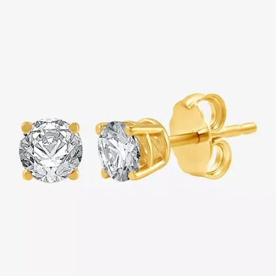 Fine Jewelry 7/8 Ct. T.w. Natural White Diamond 10k White Gold Round Stud Earrings In Yellow
