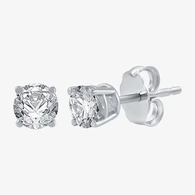 Fine Jewelry 7/8 Ct. T.w. Natural White Diamond 10k White Gold Round Stud Earrings In White