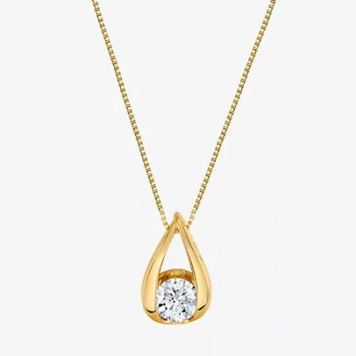 Sirena (i-j/vs1-vs2) Womens 1 Ct. T.w. Lab Grown White Diamond 14k Gold Pear 18 Inch Pendant Necklace In Yellow