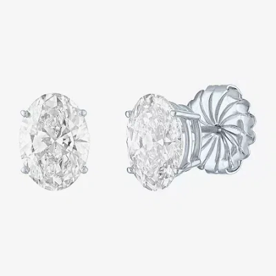 Fine Jewelry ( E-f/si1 Si2 ) 4 Ct. T.w. Lab-grown Diamond 14k Gold 9.8mm Oval Stud Earrings In White