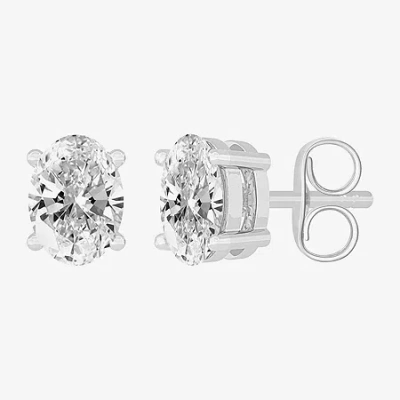 Fine Jewelry (h-i / Si1-si2) 1 Ct. T.w. Lab Grown White Diamond 14k Gold 6.2mm Oval Stud Earrings In White