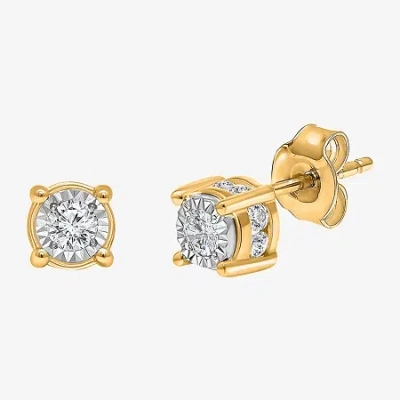Trumiracle Tru Miracle 1/2 Ct. T.w. Lab-grown White Diamond 10k Gold 5.8mm Stud Earrings In Yellow