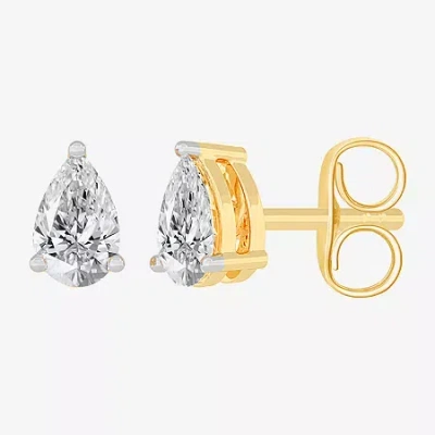 Fine Jewelry (h-i / Si1-si2) 1/2 Ct. T.w. Lab Grown White Diamond 14k Gold 5.3mm Pear Stud Earrings In Yellow