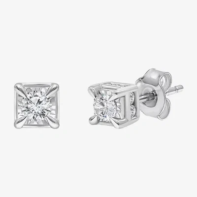 Trumiracle Tru Miracle 1/2 Ct. T.w. Lab-grown White Diamond 10k White Gold 5mm Round Stud Earrings In White