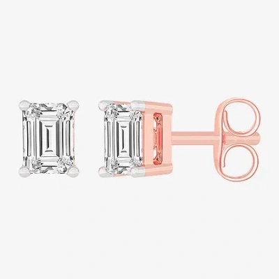 Fine Jewelry (h-i / Si1-si2) 1/2 Ct. T.w. Lab Grown White Diamond 14k Gold 4.2mm Stud Earrings In Pink