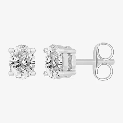 Fine Jewelry (h-i / Si1-si2) 1/2 Ct. T.w. Lab Grown White Diamond 14k Gold 4.6mm Oval Stud Earrings In White