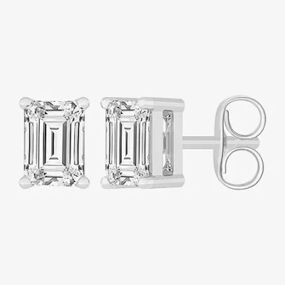 Fine Jewelry (h-i / Si1-si2) 1 Ct. T.w. Lab Grown White Diamond 14k Gold 5.4mm Stud Earrings In White