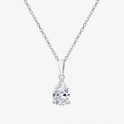 Fine Jewelry ( F/si1-si2 ) Womens 1 Ct. T.w. Lab-grown White Diamond 10k Gold Pear 18 Inch Pendant Necklace In White