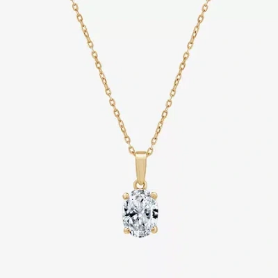 Fine Jewelry ( F/si1-si2 ) Womens 1 Ct. T.w. Lab Grown White Diamond 10k Gold Oval 18 Inch Pendant Necklace In Yellow