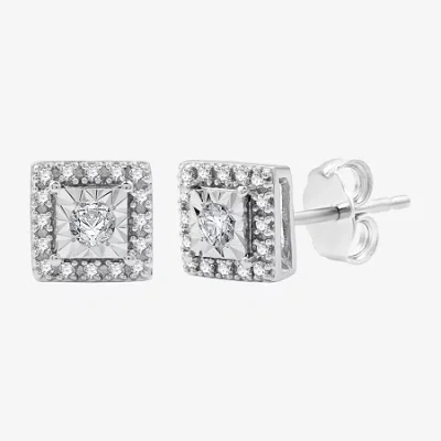 Fine Jewelry 1/4 Ct. T.w. Lab Grown White Diamond Sterling Silver 7.3mm Stud Earrings In Silver