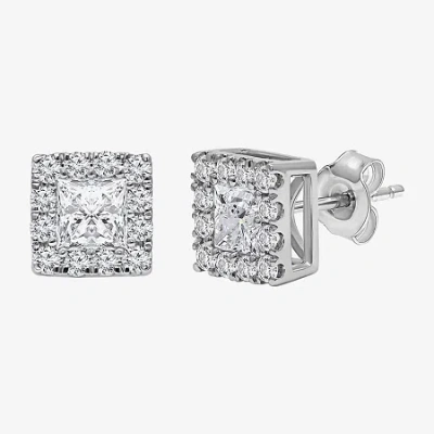 Fine Jewelry 2 Ct. T.w. Lab Grown White Diamond 10k White Gold 4.4mm Stud Earrings In White