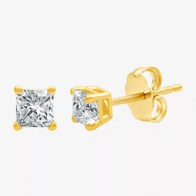 Fine Jewelry Deluxe Collection 1/2 Ct.t.w. Natural Diamond 14k Gold 3.9mm Stud Earrings In Yellow