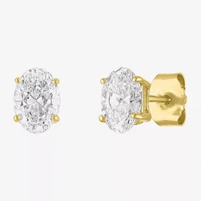 Fine Jewelry ( E-f/si1-si2 ) 1 Ct. T.w. Lab-grown Diamond 10k Gold 6.5mm Oval Stud Earrings In Yellow