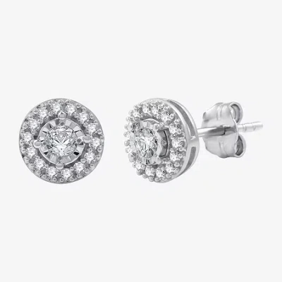 Fine Jewelry 1/4 Ct. T.w. Lab Grown White Diamond Sterling Silver 7.3mm Round Stud Earrings In Silver