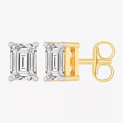 Fine Jewelry (h-i / Si1-si2) 1 Ct. T.w. Lab Grown White Diamond 14k Gold 5.4mm Stud Earrings In Yellow