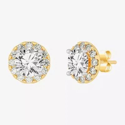 Fine Jewelry (h-i / Si1-si2) 5 Ct. T.w. Lab Grown White Diamond 14k Gold 8.1mm Round Stud Earrings In Yellow