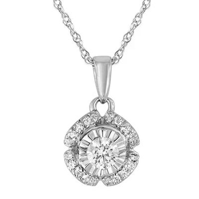 Fine Jewelry 1/5 Ct.t.w. Natural Diamond 10k White Gold Pendant Necklace In White