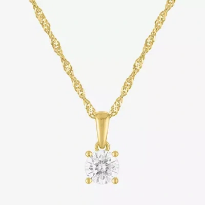 Fine Jewelry (g-h / Si2-i1) Womens 1/2 Ct. T.w. Lab Grown White Diamond 10k Gold Round Pendant Necklace In Yellow