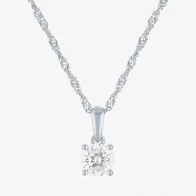 Fine Jewelry (g-h / Si2-i1) Womens 1/2 Ct. T.w. Lab Grown White Diamond 10k Gold Round Pendant Necklace In White