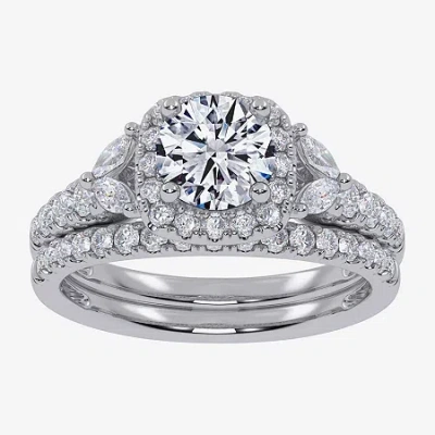 Fine Jewelry Signature By Modern Bride (g-h,vs2-si1) Womens 1 1/2 Ct. T.w. Lab Grown White Diamond 14k White Gold In White