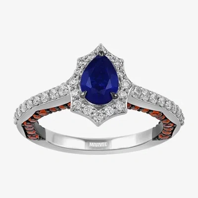 Wonder Fine Jewelry Womens 3/8 Ct. Lab Created Blue Sapphire 14k White Gold Spiderman Side Stone Engagement Ring In Transparent