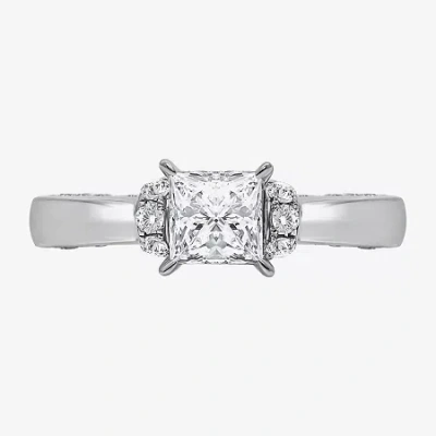 Fine Jewelry (i / Si2) Womens 2 Ct. T.w. Lab Grown White Diamond 10k White Gold Side Stone Engagement Ring In Transparent