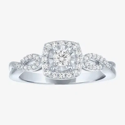 Fine Jewelry Womens 1/3 Ct. T.w. Lab Grown White Diamond Sterling Silver Crossover Engagement Ring In Transparent