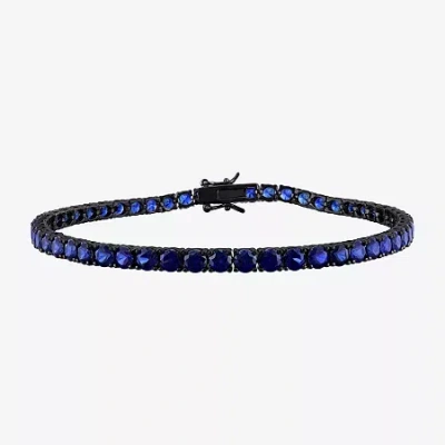 Fine Jewelry Mens Lab Created Blue Sapphire Sterling Silver 9 Inch Tennis Bracelet In Transparent